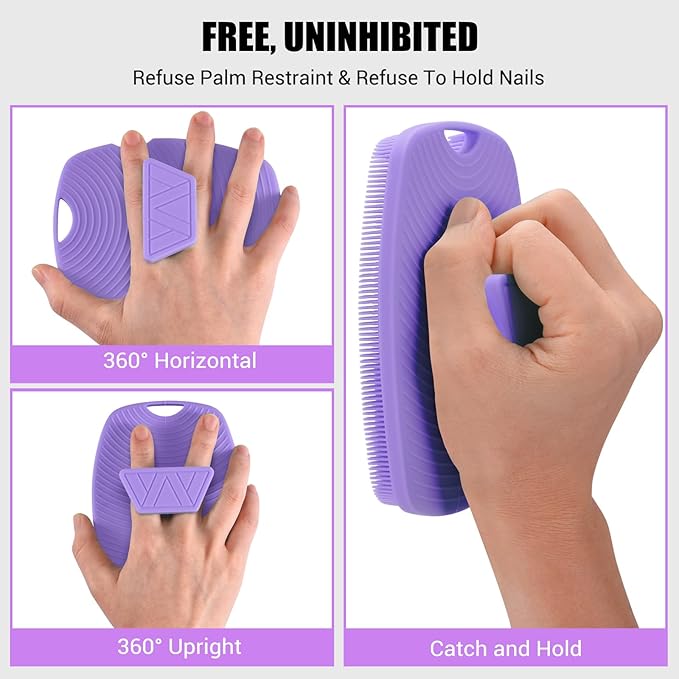 Silicone Body Scrubber - Anti Zinc Infused-Highly Elastic Bristles Exfoliating Body Scrubber for Shower Body,Cellulite Reduction,Blood Circulation - Purple