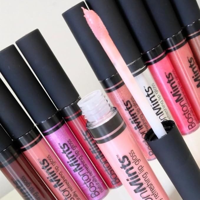 Plump & Shine Lip Duo Set - Mint Tucket Red Lip Gloss (.25oz) and Lip Plumper Southie Pout (.25oz) - Naturally Refreshing Vegan Lip Gloss