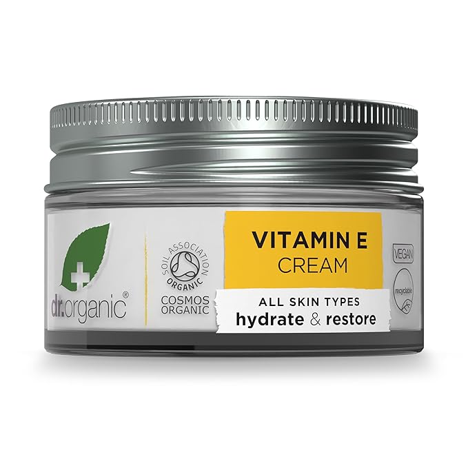 Dr. Organic Vitamin E Moisturising and Restoring Cream | Deeply Hydrates, Restores Skin’s Natural Balance, Natural, Certified Organic, Paraben & SLS-Free, 50 mL / 1.7 fl oz