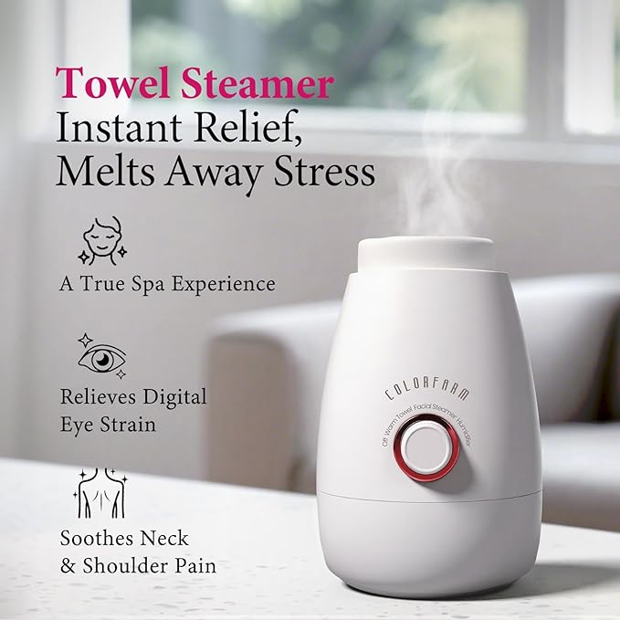 Colorfarm Facial Steamer Nano Ionic: Large 3-in-1 Face Steamer Deep Cleaning Unclogs Pores - Humidifier Towel Steamer Hot Mist Home Sauna Spa for Women Men Sinuses Moisturizing