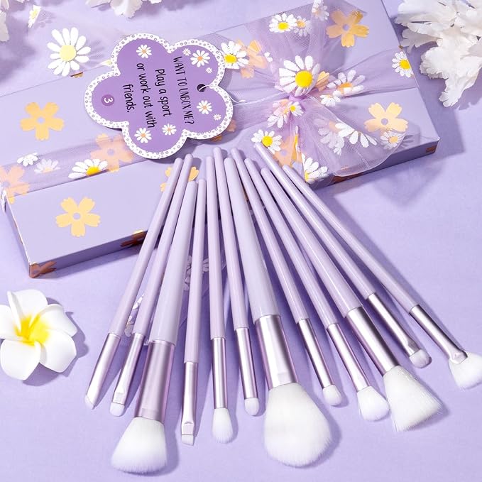 Birthday Gifts for Tween Teen Girls - 8 PCS Gifts Basket Teen Girl Gifts Trendy Stuff Girls Fun Empower Gift Box w/Task Tags Make up Brushes Makeup Bag, Graduation Gifts Idea for Her Niece Daughter