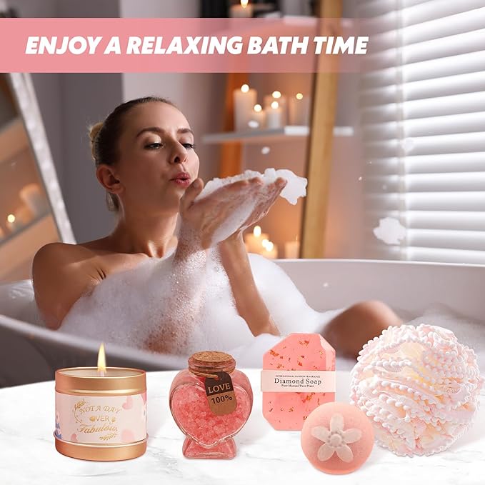 Birthday Gift Baskets for Women, Relaxing Spa Gift Set for Women, Care Package Get Well Soon Box for Her, Mom, Sister, Wife, Daughter, Friend, Gift Idea for Mother's Day, Christmas