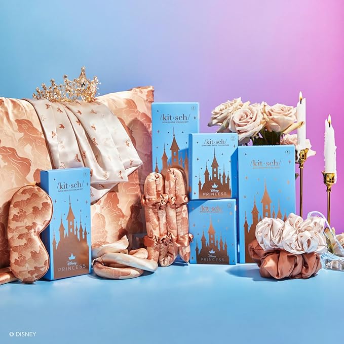 Kitsch & Disney Desert Crown Satin Pillowcase, Softer Than Silk Pillow Cases King, Cooling Pillow Covers, Satin Pillowcase with Zipper for Hair, Skin & Quality Sleep, Wrinkle-Free & Smooth, 19"x36"