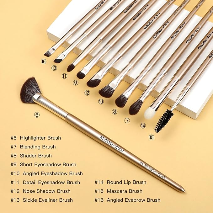 EIGSHOW Professional Makeup Brush Set, 16pcs with Case for Mascara Eyeliner Eyeshadow Concealer Foundation Powder Make up Brushes Kit (Monarch Butterfly)