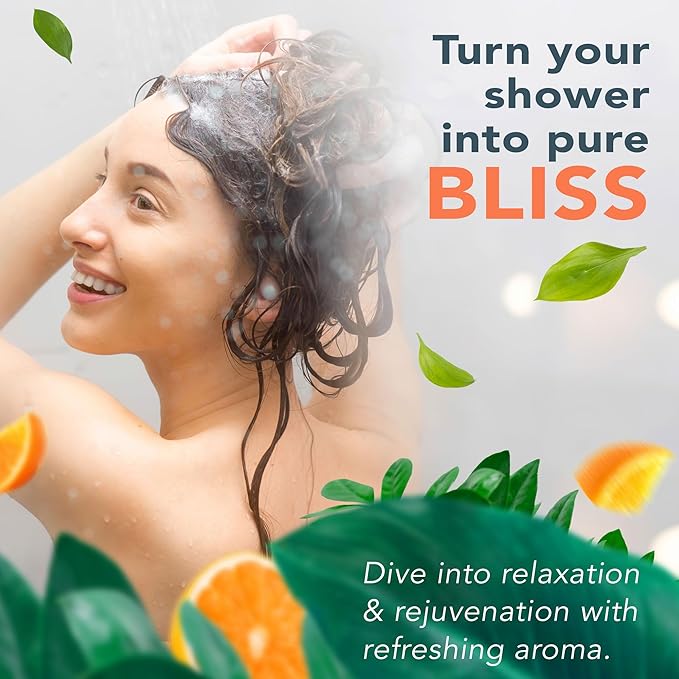 Shower Steamers Aromatherapy - USA Made with Natural Ingredients & Citrus Essential Oil, Long Lasting Shower Bombs for Energy Boost, Gift Set for Women & Men, Spa Gifts & Shower Accessorie