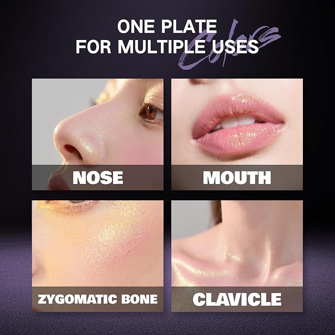 CHARMACY 4 Colors Chameleon Eyeshadow & Highlighter Palette - Shift-Infused Multichrome Pressed Pigments, Long-Lasting Velvet Finish, Vegan & Cruelty-Free Makeup Kit #01