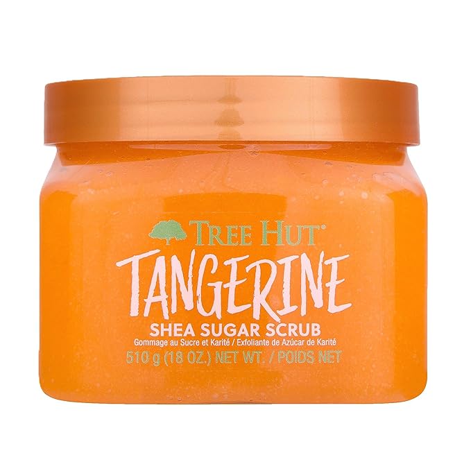 Tree Hut Tangerine Shea Sugar Scrub, Exfoliating, Hydrating & Moisturizing Body Scrub with Shea Butter & Nourishing Essential Oils, Smooth & Soften Skin, 18 oz