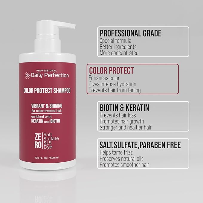 (dp) Color Protect Shampoo – Maintain & Enhance Color-Treated Hair – Clean + Salon-Grade Formula with Biotin & Keratin