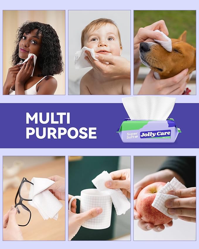 Face Towels Disposable, Face Towelette Disposable, Soft Disposable Face Towel for Makeup Remover, Thick Face Cloths for Women Cleansing, Skin Care, 7.8"×7.8", 80 Count (2 Pack)