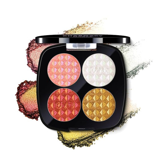CHARMACY 4 Colors Chameleon Eyeshadow & Highlighter Palette - Shift-Infused Multichrome Pressed Pigments, Long-Lasting Velvet Finish, Vegan & Cruelty-Free Makeup Kit #04