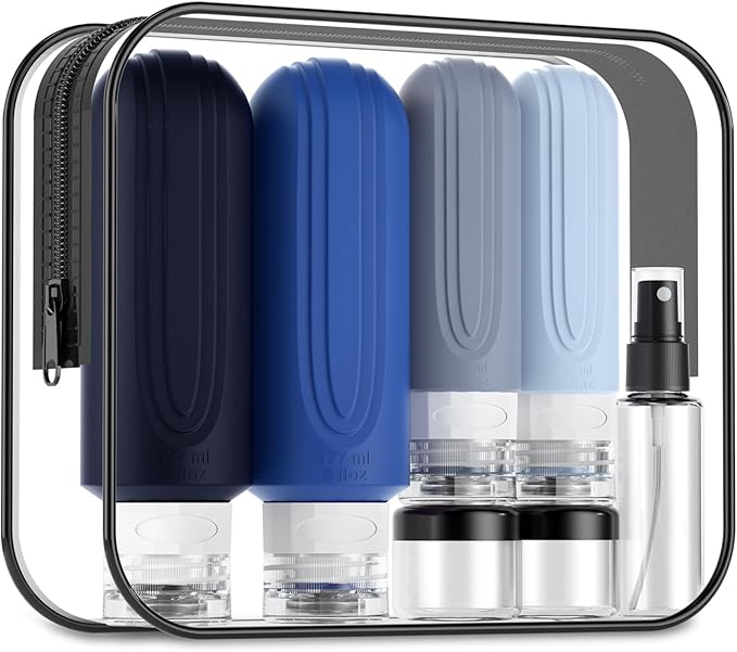 16 Pack Travel Bottles for Toiletries, Oversize 6oz Silicone Travel Containers jar for Toiletries, Leak Proof Refillable Liquid Shampoo And Conditioner Travel Essentials toiletry Bottles