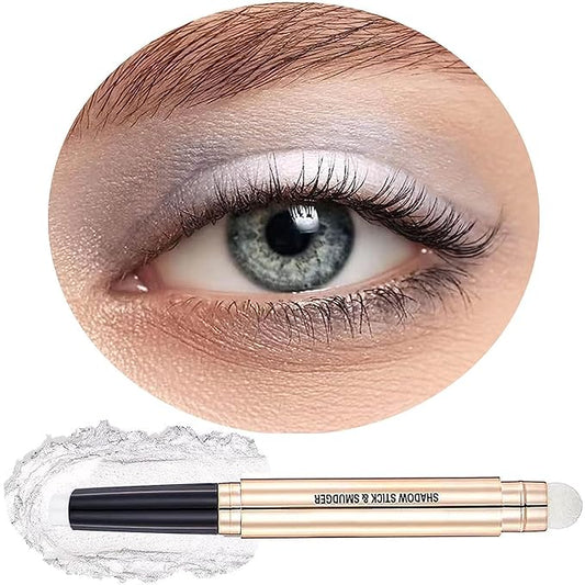 White Eyeshadow Stick Makeup, Long-Lasting Waterproof Eye Shadow Pencil, Hypoallergenic Smudge-Proof Glitter Primer Palette Shimmer Eyeliner, Easy to Blend Eye Make Up