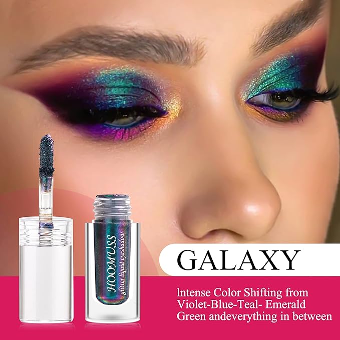 Glitter Liquid Eyeshadow, 3Colors Chameleon Liquid Metallic Eyeshadows Holographic Glitter Multichrome Eye Makeup Set, Long Lasting Wearing, Highly Pigment, Quick-Drying (#1+3+6)