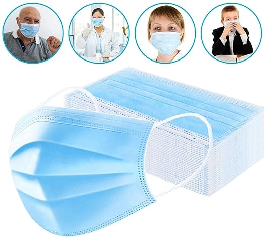 Disposable Face Masks 3-Ply Non-Medical (50 Pack) – Breathable Soft Earloop, Adjustable Nose Clip, Lightweight Dust & Pollen Barrier, Adult Universal Size