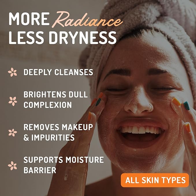 Vitamin C Cleanser Face Wash - HUGE 8 oz Gentle Facial Cleansing Gel for Uneven Skin Tone, Age Spots and Fine Lines - Natural Face Soap with Aloe Vera, Green Tea, Ginseng