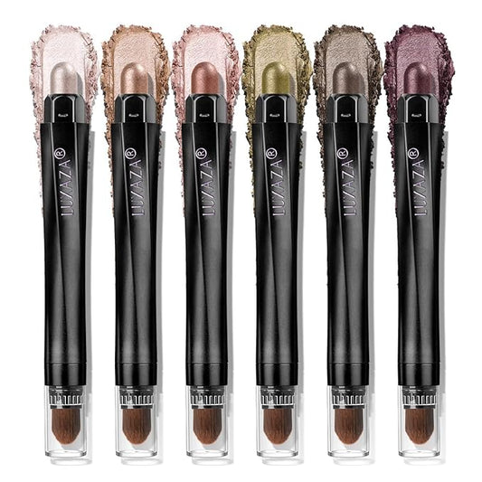 Shimmer Eyeshadow Stick Makeup 6PCS Set, Pink Metallic Matte Cream Eye Shadow Eyeliner Brightener Pencil Crayon - DESERT WILD