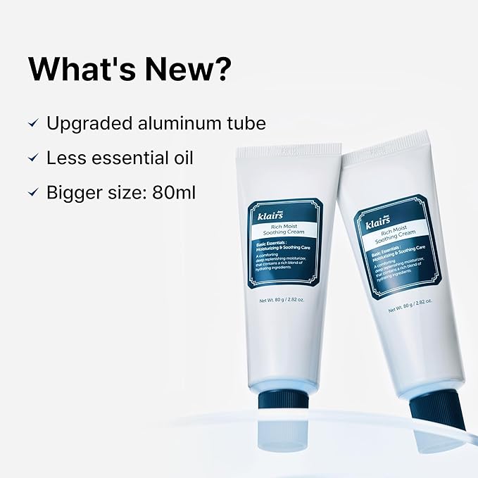 DearKlairs Rich Moist Soothing Cream 80ml, Repair Skin Barrier, Sensitive Skin, Hypoallergenic, Centella Asiatica, Ceramide, Moisturizer, Full Hydration, Non-sticky texture, Korean Moisturizer