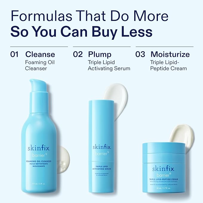 Skinfix Triple Lipid-Peptide Cream - 3.3 oz - Rich Face Moisturizer to Instantly Hydrate & Restore Dry, Sensitive Skin - Non-Comedogenic, Fragrance Free, Vegan, Cruelty Free