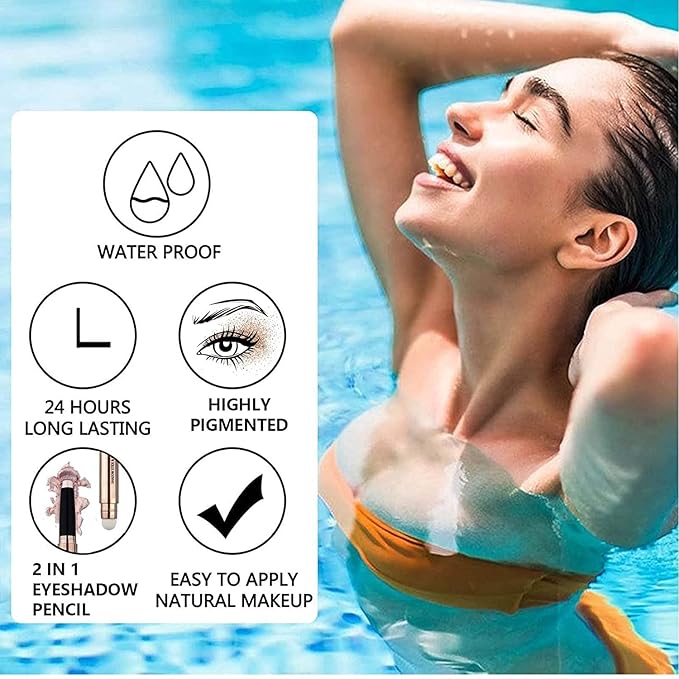 2 in 1 Eyeshadow Stick - Cream Smooth Shimmer Hot Pink Eyeshadow Pencil, Hypoallergenic Waterproof Long Lasting Multi-Dimensional Eye Shadow Highlighter Stick Makeup Eyeliner Pen (Shimmer #13)