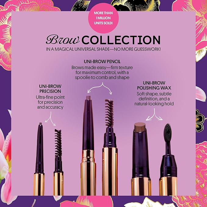 Winky Lux Uni-Brow Eyebrow Pencil, Dual-Ended with Spoolie, Waterproof Brow Definer with Ultra-Fine Tip, Universal Shade for Natural Looking Brows (Brown, Blonde, Taupe)