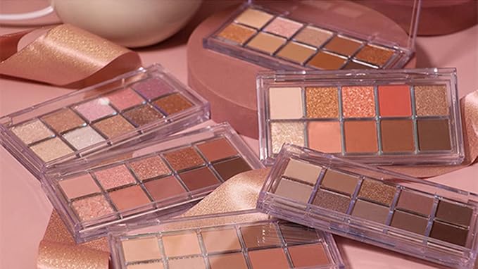 Go Ho 10 Colors Eyeshadow Palette,Matte&Shimmer&Glitter Eyeshadow Makeup,Long Lasting Blendable Shades,Naturing-Looking,Waterproof Warm Eye Shadow Palette,15 Warm Sun Style