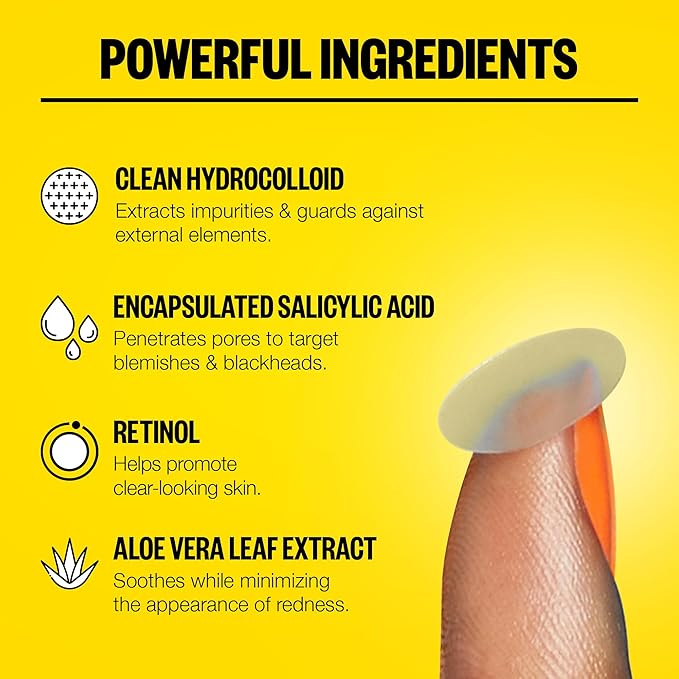 PEACE OUT Acne Day Dot, Sheer Acne Healing Dots, Virtually Invisible Wear, Hydrocolloid Pimple Patches Helps Clear Blemishes Quickly with Encapsulated Salicylic Acid, Retinol & Aloe Vera, 20 dots