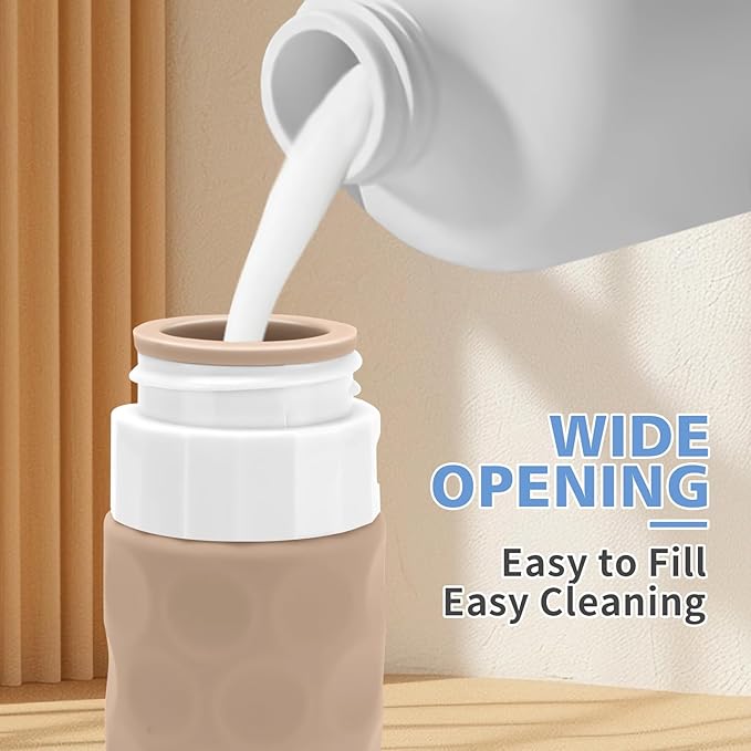 Travel Bottles for Toiletries, 4pcs Tsa Approved 3oz Travel Size Containers, BPA Free Leak Proof Premium Silicone Bottles, Refillable Liquid Squeezable Accessories W/Toiletry Bag(Cream)