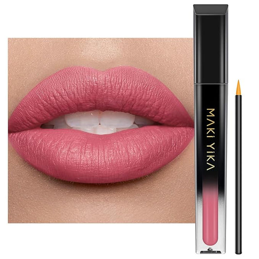 MAKI YIKA Pink Lipstick for Women Color Stay Long Lasting Lipsticks, No Smudge Matte Liquid Lipstick Transferproof Cruelty-Free Lip Color |Icy Pink