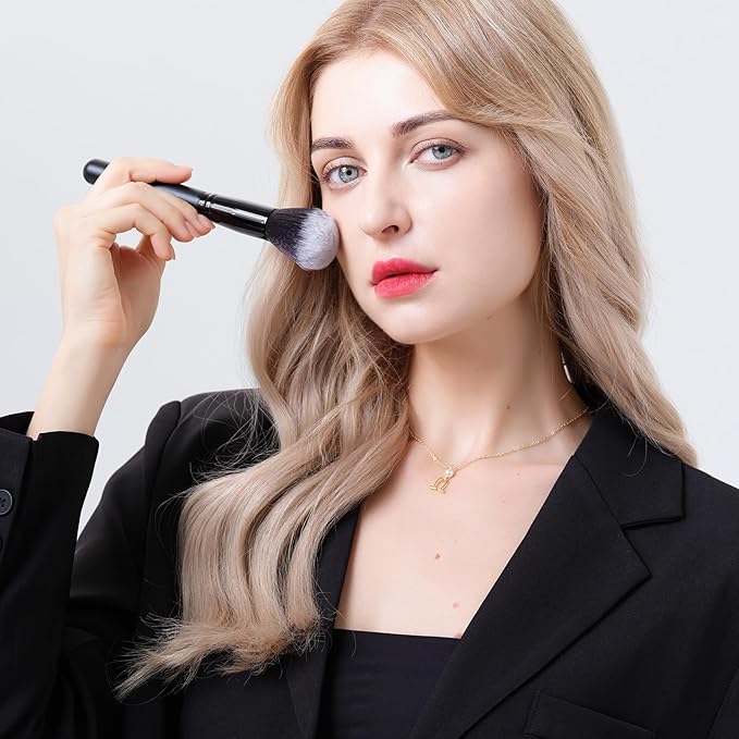 DUcare Makeup Brushes 15Pcs Premium Synthetic Kabuki Makeup Brush Set, Professional Foundation Concealers Powder Blush Blending Face Eye Shadows Black Brush Sets