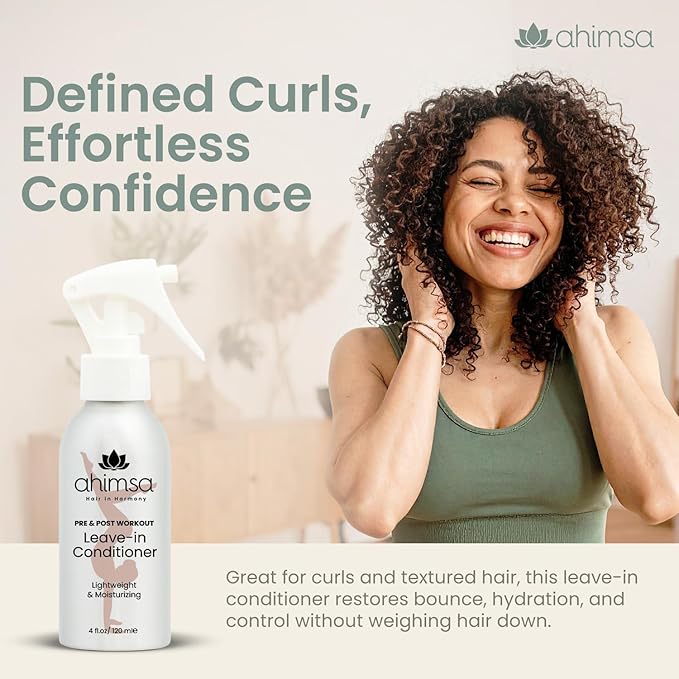 Ahimsa Leave-In Hydrating Conditioner for Dry Hair, Moisturizing Conditioner for Damaged Hair, Wavy, Curly or Color-Treated, Organic Anti-Frizz Moisturizing Conditioners with Coconut Oil Formula