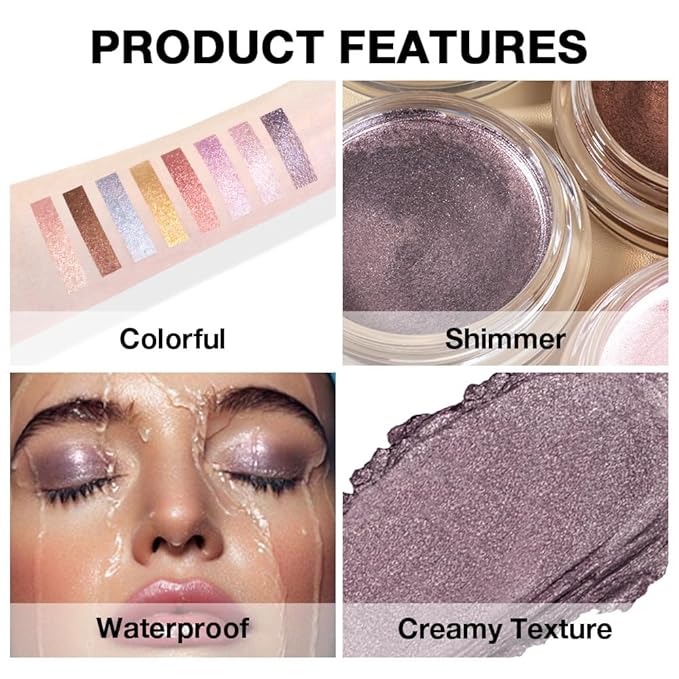 Purple Gray Mousse Shimmer Monochrome Eyeshadow, Neutral Matte Cream Monochrome Eye Shadow Pallette, Long-Lasting Waterproof Blendable sombras para ojos, Mini Eyeshadow(01#, Pack of 1)