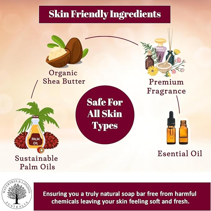 Wavertree & London Japanese Plum Scented Natural Soap (2 Bars), 7oz Moisturizing French Triple Milled Soap Bars enriched with shea butter - Pure Plant Based Bath & Body Bars for All Skin Types