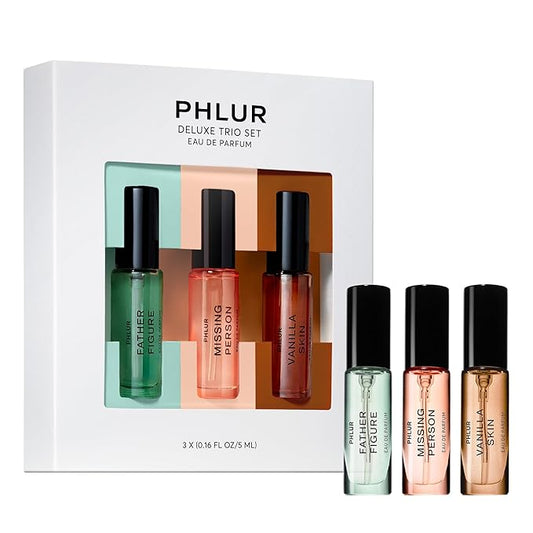 PHLUR The Best Sellers - Deluxe Mini Trio Eau de Parfum Set - Vanilla Skin, Father Figure & Missing Person - Mini Travel Size Perfume for Women & Men Fragrance - 5mL Perfume Fine Fragrance (3 x 5mL)