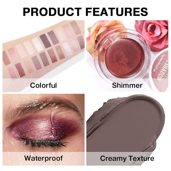 evpct Matte Chocolate Dark Brown Single Cream Eye Shadow Palette Pot Makeup for older Women, Highly Pigmented Monochrome Cream to Powder Eyeshadow Palette Matte Liquid eyeshadow, Natural Waterproof