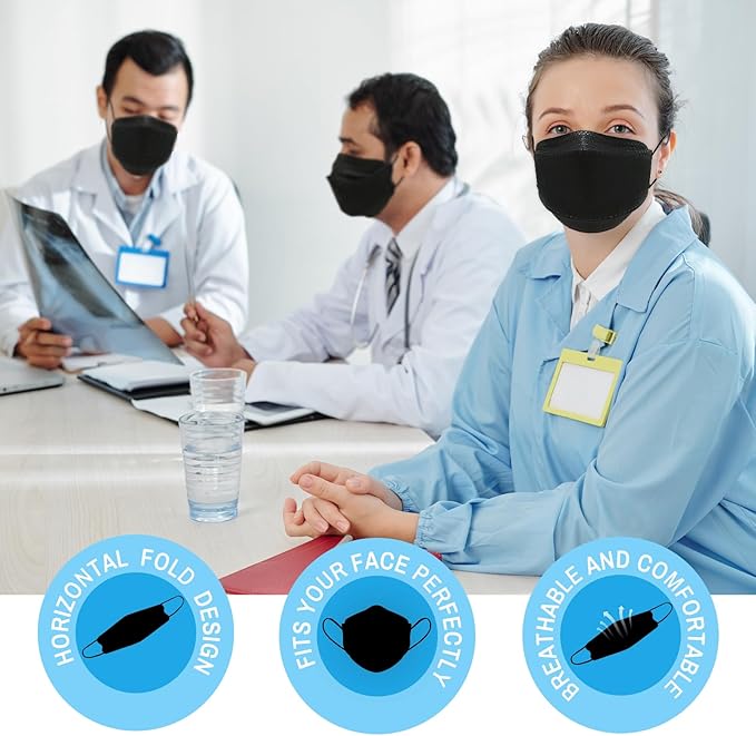 kn95 Face Masks 50 Pack, Breathable Comfortable and Disposable KN95 Mask, Black
