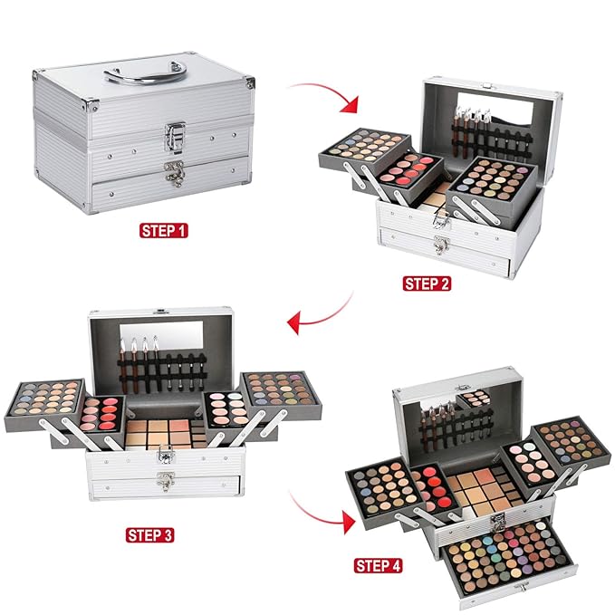 PhantomSky Professional 132 Colors All-in-one Makeup Palette Cosmetic Contouring Kit Combination with Eyeshadow, Cream Concealer, Eyebrow Powder, Lip Gloss Blusher and Pressed Powder