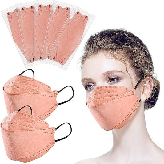 100Pcs KF94 Masks, Individually Wrapped 3D Fish Type Masks for Adult, 4 Layer Protective Face Mask