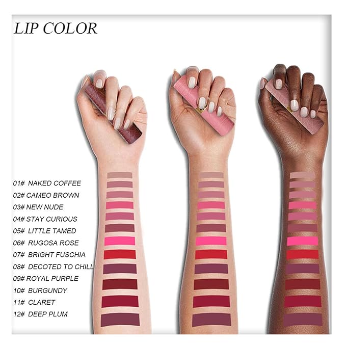 BONNIE CHOICE 6Pcs Matte Lipstick Set, Burgundy Wine Dark Red Brown Pink Purple Matte Lipstick Sets for Women Velvet Lipstick Long Lasting Waterproof 24 Hours Lipstick Makeup Christmas Day Gifts (B)