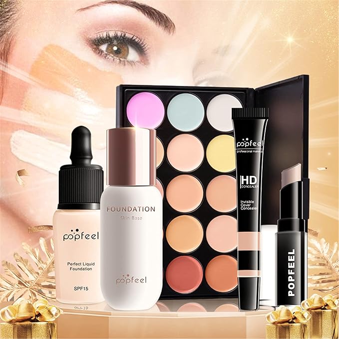 FantasyDay All-in-one Holiday Make up Gift Set | Makeup Kit for Women Full Kit Essential Starter Bundle Include Eyeshadow Palette Lipstick Blush Foundation Concealer Face Powder Mascara Lipgloss Brush