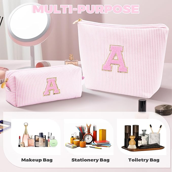 Birthday Christmas Gifts for 10 11 12 13 14 15 16 17 18 Years Old Girl,Stocking Stuffers Makeup Bag Cosmetic Bag Set,Teen Girls Teacher Gift Trendy Stuff Toiletry Bag for Women - Pink,A