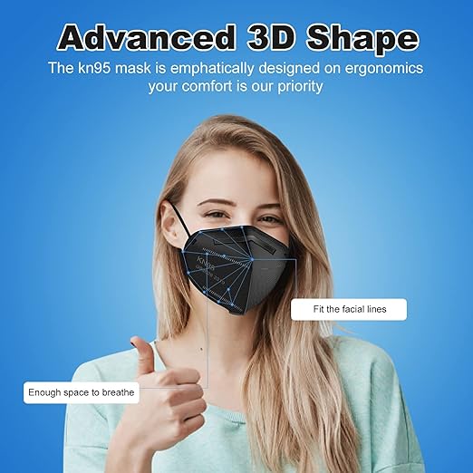 KN95 Face Masks 60 Pcs,5 Layers Cup Dust Mask,Filter Efficiency 95%, Suitable for Home Work Restaurants