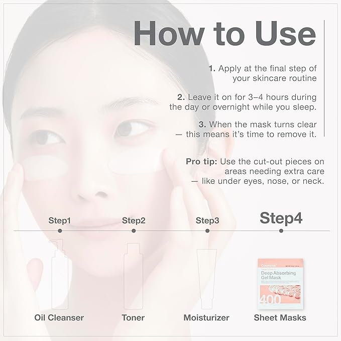 Collagen Deep Absorbing Hydrogel Mask, Korean Collagen Hydrogel Mask, Overnight Face Mask, Hydrating, Glass skin, Rejuvenation, Korean Skincare, 34g x 5ea