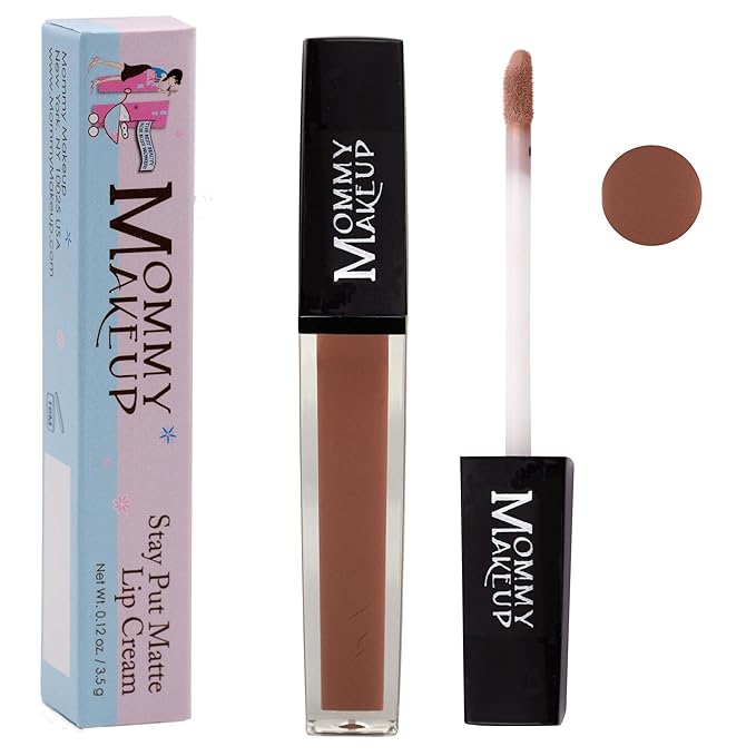 Mommy Makeup Stay Put Matte Lip Cream - Kiss-proof, Transfer-proof, Waterproof, Long Lasting Lipstick - Non-Drying Formula Infused with Vitamin E (Audrey)
