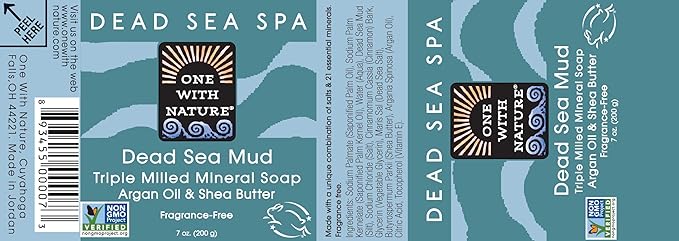 One With Nature Dead Sea Mud Soap 4oz 3-Pack – Purifying and Exfoliating Soap Bar with Dead Sea Salt Minerals for Face & Body, for Men & Women, Unscented