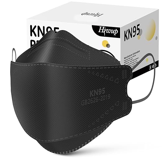 HIWUP KN95 Face Masks 100 Pack, Breathable Comfortable and Disposable KN95 Mask, Black