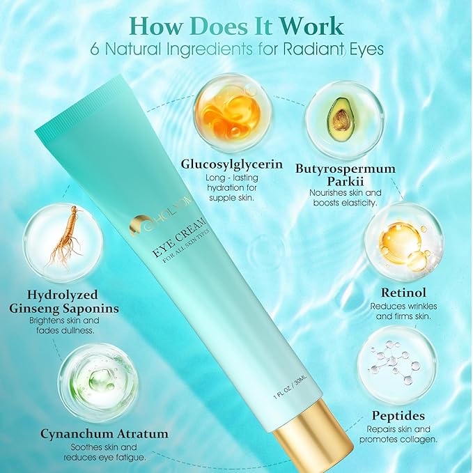 Advanced Eye Cream for Eye bags - Targeted Solution for Puffiness, Wrinkles, Dark Circles, and Firmness - Temporary Firming & Tightening Treatment - Wrinkle Filler, Natural Infusions 1 oz