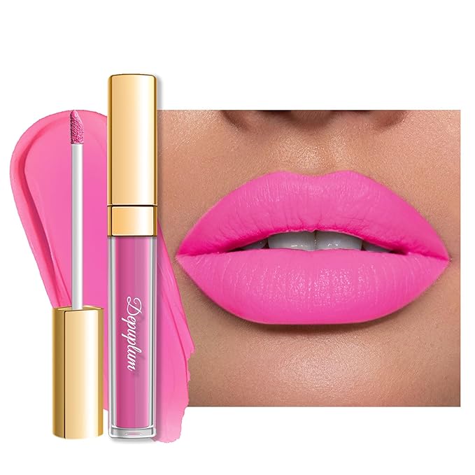 Pink Lipstick Matte for Women Superstay Hot Pink Long Lasting Lipstick Smudgeproof Liquid Lipsticks Cruelty Free Lip Makeup (DM28 Fruit Pink)