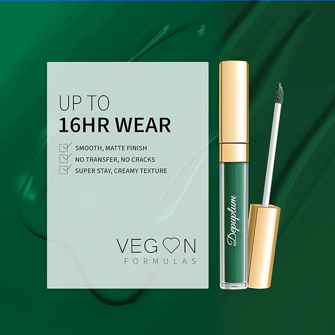 Green Lipstick Matte for Women, Superstay Long Lasting Lipstick Smudgeproof Liquid Lipsticks, Cruelty Free Lip Makeup (DM02 Green Forest)