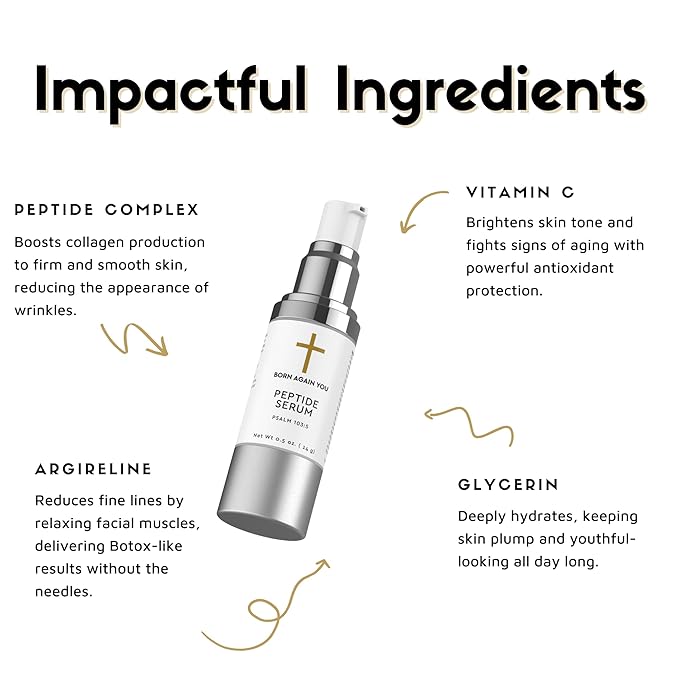 Peptides Face Serum with Vitamin C and Hyaluronic Acid, 0.5 oz – Hydrating & Moisturizing Serum for Anti-Aging, Wrinkles, and Collagen Support