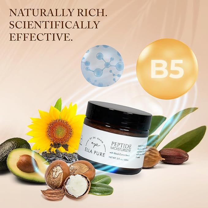 Peptide Face Moisturizer with Collagen Peptides & Natural Oils - Hydrating Cream with Vitamin B5, Aloe Vera & Organic Botanicals for Daily Skin Care - Nourishing Formula for All Skin Types